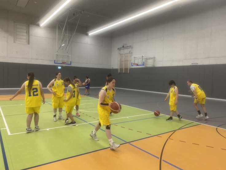 Einige Schülerinnen spielen Basketball in Münster.